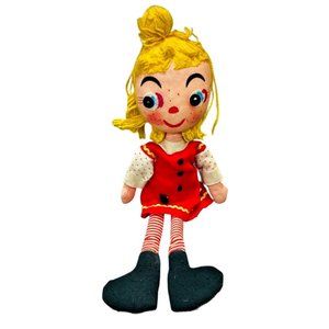 Holiday Fair HEDAYA & CO NYC 1960s RAGGEDY DOLL 15 Inch MADE IN JAPAN Yarn Hair